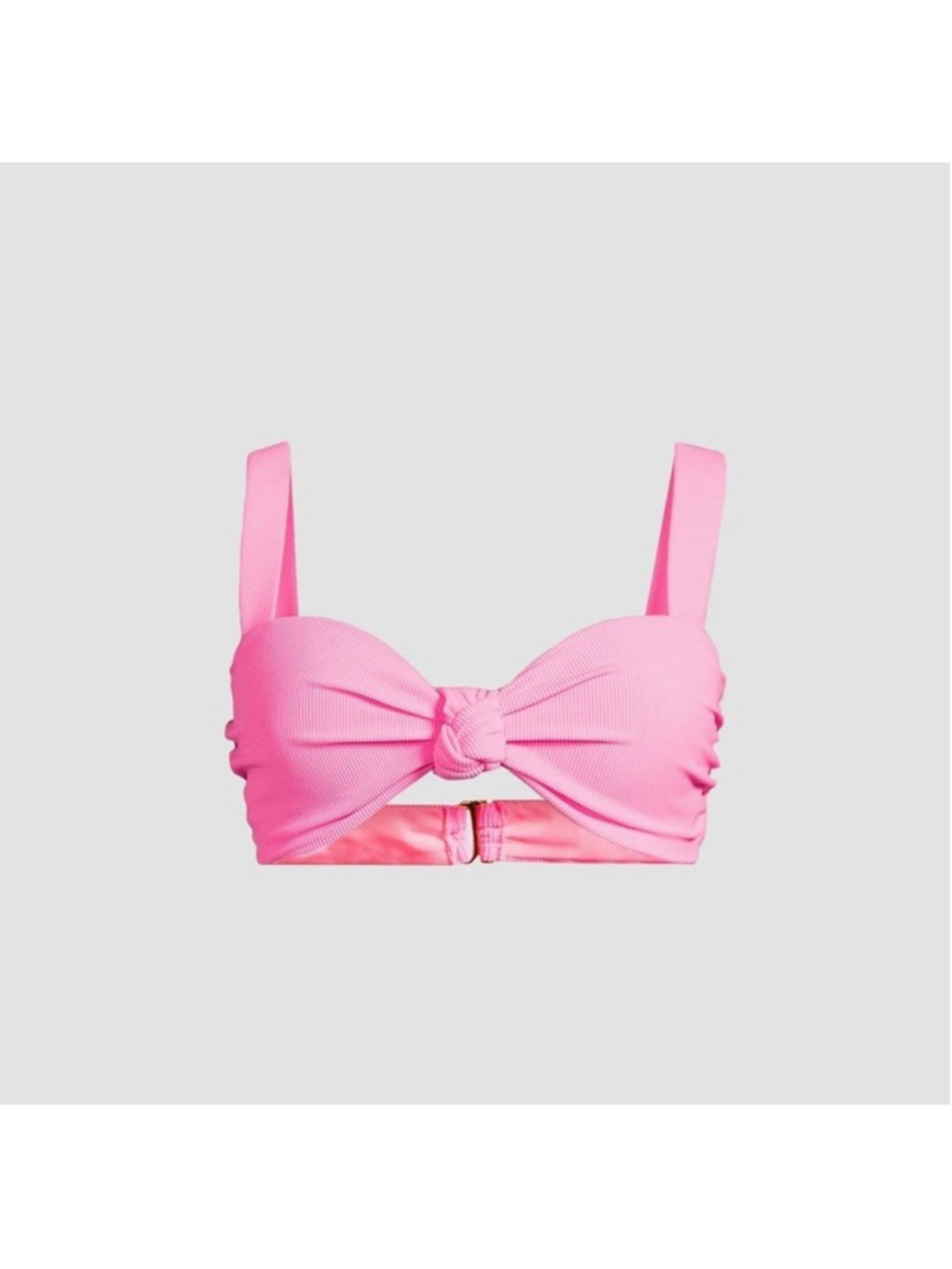 Beach Riot Pink Sophia Knot-Front Ribbed Bikini Top L NWT USA